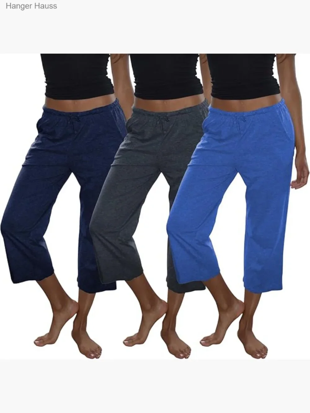 100% Cotton Capri Lounge Pants with Drawstring and Pockets
